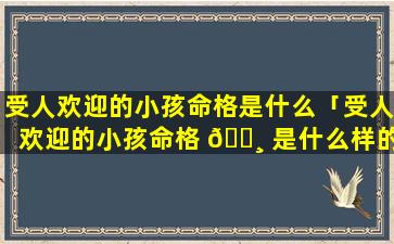 受人欢迎的小孩命格是什么「受人欢迎的小孩命格 🌸 是什么样的 🐱 」